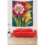 Pelangi Origami Çiçekler Karanfilli Leke Tutmaz Kumaş Duvar Örtüsü Duvar Halısı Tapestry PNTR014, 70 x 70