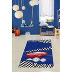 Pelangi Otomobil Yarışı Racer Dijital Baskı Yıkanabilir Kaymaz Taban Çocuk Genç Odası Halısı, Lacivert 100 x 500