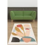 Pelangi Pastel İskandinav Bohem Tarz Geometrik Yıkanabilir Kaymaz Taban Leke Tutmaz Salon Halısı Yoluk, Hardal-Somon 120 x 200