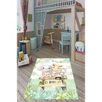 Pelangi Pastel Renkler Sevimli Hayvanlar Zürafa Yıkanabilir Kaymaz Taban Leke Tutmaz Çocuk Odası Halısık, Mint-Beyaz 80 x 250, 7642005802501