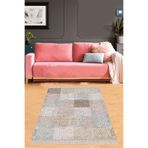 Pelangi Patchwork Mandala Desenli Yıkanabilir Kaymaz Taban Leke Tutmaz Modern Salon Halısı Ve Yolluk, Mavi-Gri 100 x 250