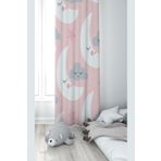 Pelangi Pembe Ay Ve Bulut Desenli Dijital Baskı Yıkanabilir Bebek Çocuk Odası Fon Perdesi, pudra pembe-beyaz 140 x 240