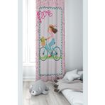 Pelangi Pembe Bisiklet Süren Kız Desenli Dijital Baskı Yıkanabilir Bebek Çocuk Odası Fon Perdesi, pembe-krem 70 x 240