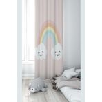 Pelangi Pembe Bulut Ve Gök Kuşağı Desenli Dijital Baskı Yıkanabilir Bebek Çocuk Odası Fon Perdesi, açık pembe 140 x 270
