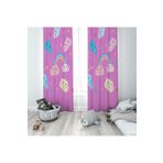 Pelangi Pembe Bulut Ve Gökkuşağı Desenli Dijital Baskı Yıkanabilir Bebek Çocuk Odası Fon Perdesi, koyu pembe-mavi-sarı 70 x 200