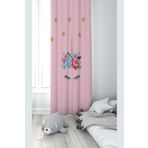 Pelangi Pembe Kedi Desenli Dijital Baskı Yıkanabilir Bebek Çocuk Odası Fon Perdesi, toz pembe 70 x 270
