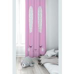Pelangi Pembe Tavşan Desenli Dijital Baskı Yıkanabilir Bebek Çocuk Odası Fon Perdesi, şeker pembe-beyaz 70 x 200