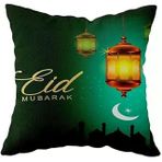Pelangi Ramazan Fener Hilal Eid Mubarak Çift Taraflı Gizli Fermuar Yastık Kılıf Kırlent Koltuk Yastık Kılıf, Yeşil 43 x 43