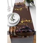 Pelangi Ramazan Feneri Hurmalı Hilalli Leke Tutmaz Kumaş Salon Mutfak Masa Değişik Ranır Modelleri Runner, Kahverengi-Gold 40 x 140