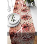 Pelangi Ramazan Temalı Batik Desenli Leke Tutmaz Kumaş Salon Mutfak Masa Değişik Ranır Modelleri Runner, Siyah-Bej-Pembe 40 x 140