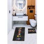 Pelangi Renkli Balıklı Banyo Halısı Ikili Klozet Takımı Kaymaz Tabanlı Banyo Paspas Takımı