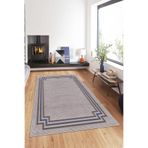 Pelangi Renkli Çerçeve Desenli Siyah Beyaz Dijital Baskı Yıkanabilir Kaymaz Taban Modern Salon Halısı, Mavi-Açık Kahverengi 80 x 250
