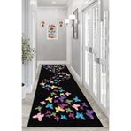 Pelangi Renkli Kelebek Desenli Dijital Baskı Yıkanabilir Kaymaz Taban Modern Salon Halı ve Yolluk, Siyah-Renkli 40 x 40, 955428340407