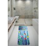 Pelangi Renkli Papatyalı Banyo Halısı Ikili Klozet Takımı Kaymaz Tabanlı Banyo Paspas Takımı