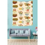 Pelangi Renkli Saksı Çiçekleri Leke Tutmaz Kumaş Duvar Örtüsü Duvar Halısı Tapestry PNTR308, 35 x 50