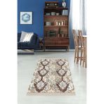 Pelangi Şal Desenli Etnik Dijital Baskı Yıkanabilir Kaymaz Taban Modern Salon Halı Ve Yolluk, Bej 60 x 120