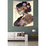 Pelangi Sanatsal Japon Kızı Leke Tutmaz Kumaş Duvar Örtüsü Duvar Halısı Tapestry PNTR344, 100 x 140