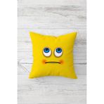 Pelangi Sarı Düşünceli Emoji Çift Tarafı Baskılı Gizli Fermuarlı Yastık Kılıfı Kırlent Koltuk Yastık Kılıfı - 45 x 45 cm - Renkli