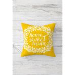Pelangi Sarı Home Sweet Home Çift Tarafı Baskılı Gizli Fermuarlı Yastık Kılıfı Kırlent Koltuk Yastık Kılıfı - 45 x 45 cm