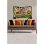 Pelangi Sarı-Yeşil Mushroom Mantar Desenli Leke Tutmaz Kadife Kumaş Duvar Örtüsü Duvar Halısı Tapestry YWLL373, 35 x 50