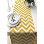 Pelangi Sarı Zigzag Desenli Geometrik Leke Tutmaz Kumaş Salon Mutfak Masa Değişik Ranır Modelleri Runner, Sarı 40 x 140