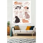 Pelangi Sevimli Kediler Leke Tutmaz Kumaş Duvar Örtüsü Duvar Halısı Tapestry PNTR249, 70 x 100