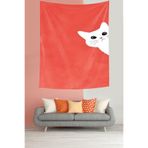 Pelangi Sevimli Şaşkın Kedi Leke Tutmaz Kumaş Duvar Örtüsü Duvar Halısı Tapestry PNTR096, 35 x 50