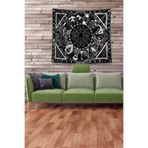 Pelangi Siyah Burç Desenli Leke Tutmaz Kadife Kumaş Duvar Örtüsü Duvar Halısı Tapestry KWLL349, 70 x 70