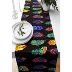 Pelangi Siyah Kelebek Leke Tutmaz Kumaş Salon Mutfak Masa Değişik Ranır Modelleri Runner, Siyah-Sarı-Mavi 40 x 140