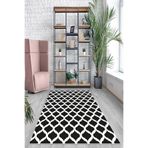 Pelangi Siyah Kupa Desenli Yıkanabilir Kaymaz Taban Leke Tutmaz Modern Salon Halısı Ve Yolluk, Siyah 60 x 200