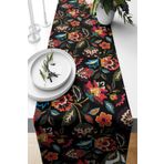Pelangi Siyah Mandala Leke Tutmaz Kumaş Salon Mutfak Masa Değişik Ranır Modelleri Runner, Siyah-Mavi-Sarı 40 x 140