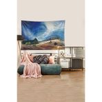 Pelangi Suluboya Desenli Köy Manzara Leke Tutmaz Kadife Dokulu Kumaş Duvar Örtüsü Duvar Halısı Tapestry WLL332, 100 x 140