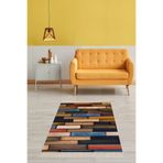 Pelangi Taş Desenli Renk Bloklu Dijital Baskı Yıkanabilir Kaymaz Taban Modern Salon Halısı, Çok Renkli 180 x 300