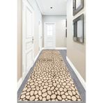 Pelangi Taş Döşeme Desenli Modern Dijital Baskı Yıkanabilir Kaymaz Taban Salon Halı ve Yolluk (Kahverengi), Somon 100 x 400, 955423011004007