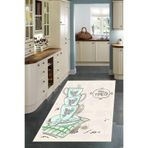 Pelangi Tea Time Fincan Desenli Dijital Baskılı Kaymaz Taban Yıkanabilir Leke Tutmaz Çiçekli Mutfak Halısı, Krem 160 x 230