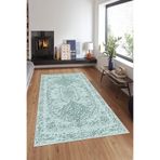 Pelangi Turkuaz Osmanlı Motifler Eskitme Yıkanabilir Kaymaz Taban Leke Tutmaz Modern Salon Halısı Ve Yolluk, Turkuaz 100 x 300, 74571067100300728