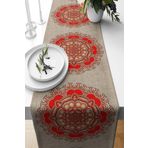 Pelangi Turuncu Mandala Desenli Leke Tutmaz Kumaş Salon Mutfak Masa Değişik Ranır Modelleri Runner, Turuncu 40 x 140