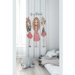 Pelangi Üç Genç Kız Desenli Dijital Baskı Yıkanabilir Bebek Çocuk Odası Fon Perdesi, beyaz 70 x 200