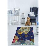 Pelangi Uçan Balon Desenli Yıldızlı Dijital Baskı Yıkanabilir Kaymaz Taban Bebek Ve Çocuk Odası Halısı, Çok Renkli 160 x 250
