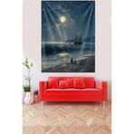 Pelangi Yakamozda Oturan Çift Leke Tutmaz Kadife Dokulu Kumaş Duvar Örtüsü Duvar Halısı Tapestry WLL101, 140 x 230