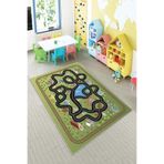 Pelangi Yeşil Araba Yollu Yıkanabilir Kaymaz Taban Leke Tutmaz Bebek Ve Çocuk Odası Halısı, Koyu Yeşil-Siyah 80 x 500, 90135701980500