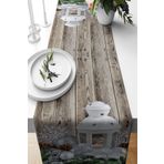 Pelangi Yılbaşı Ahşap Zeminli Fener Temalı Leke Tutmaz Kumaş Salon Mutfak Masa Değişik Ranır Modeller Runner, Gri-Beyaz 40 x 140