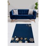 Pelangi Yılbaşı Süs Kar Tanesi Yeni Yıl Yıkanabilir Kaymaz Taban Leke Tutmaz Modern Salon Halısı Ve Yolluk, Koyu Mavi 100 x 150
