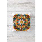 Pelangi Yıldız Desen Mandala Çift Tarafı Baskılı Gizli Fermuarlı Yastık Kılıfı Kırlent Koltuk Yastık Kılıfı, sarı-turkuaz 45 x 45, 2469183345451
