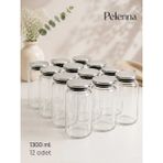 Pelenna 12 Adet 1.300 Ml. Vakumlu Metal Kapaklı Cam Erzak,bakliyat Kavanozu