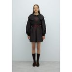 Pelerin Yaka Beli Büzgülü Mont Kahve K2617509_005 - 38