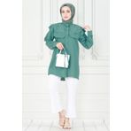 Pelerinli İncili Tunik-Mint Yeşili