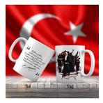 Pelerinli Mustafa Kemal Atatürk - Atatürk'ün Sözleri -Kupa Bardak