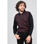 Pelikan 1577428 Bordo Desenli Polo Yaka Erkek Kazak