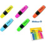 Pelikan 5 Renk Pelikan Fosforlu Kalem + 5 Renk Ayraç Yapışkanlı Postit 13X44MM 5 Renk x 25YP - Renkli